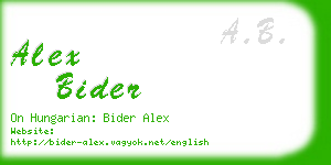 alex bider business card